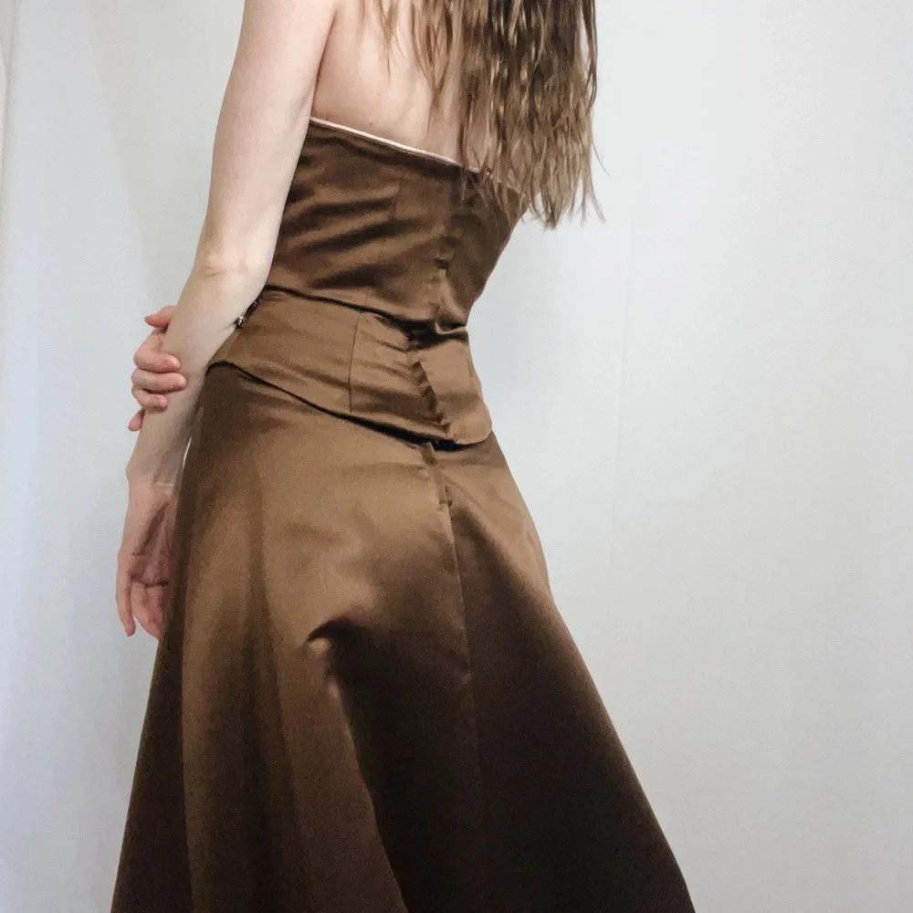 💥SOLD💥 Y2k Mori Lee by Madeline Gardner Brown Two Piece Prom Style Dress - Picture 2 of 4